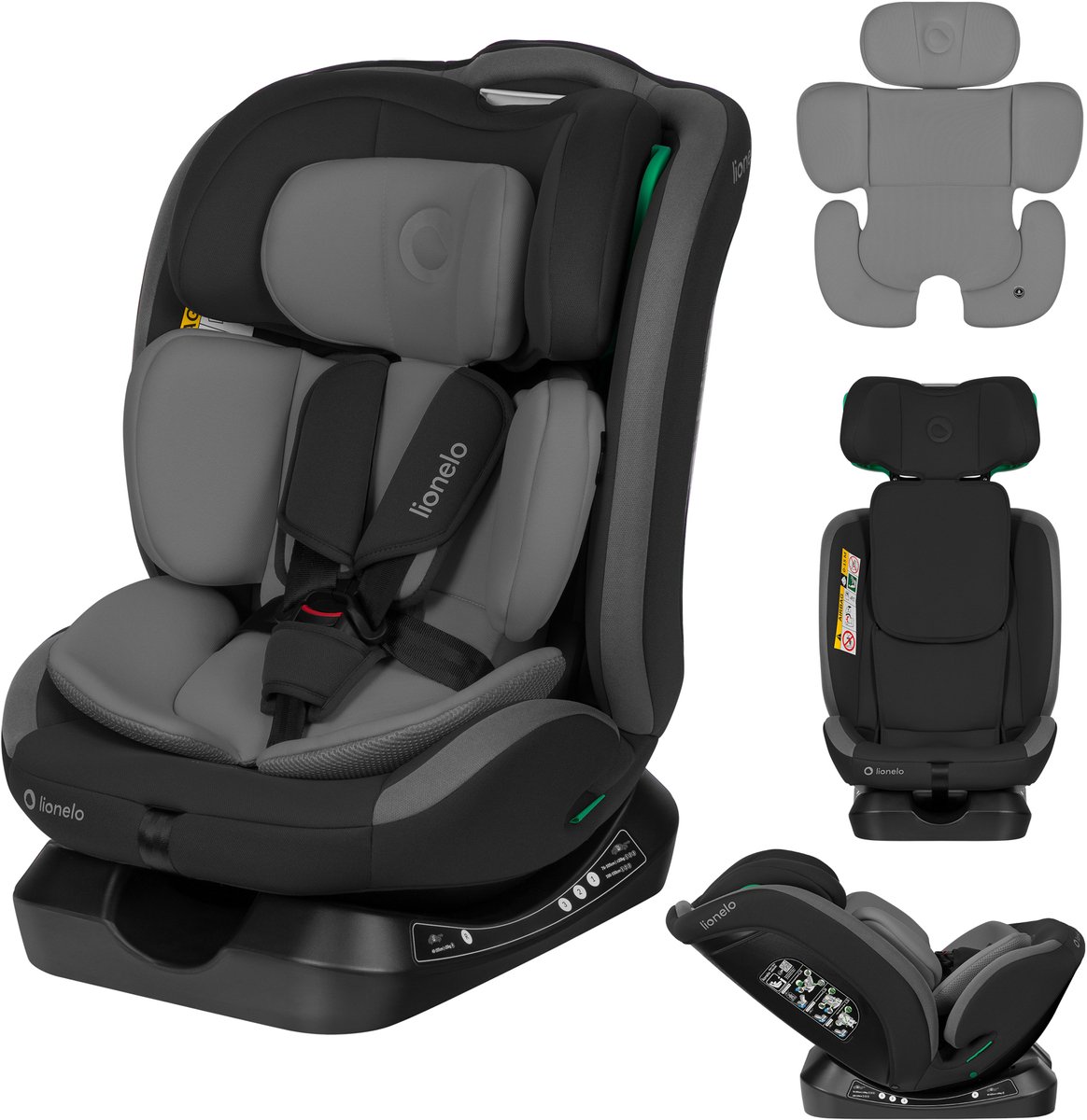 Lionelo Aart i-Size Autostoel 4in1 – 40-150 cm (0-12 jaar) – RWF & FWF – Achterwaarts tot 105 cm – Installatie met autogordel – Memory Foam hoofdsteun – 13 standen – Kantelbaar – Wasbare hoes – R129 gecertificeerd