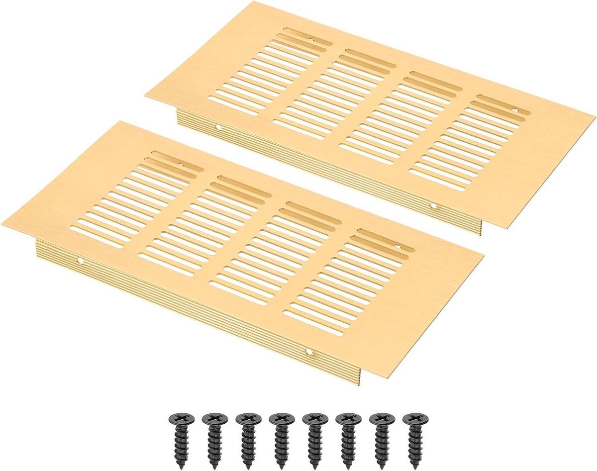 Ventilatierooster Rechthoekig - Ventilatiehoes Kast - Ventilatie Verbeteren - Aluminium Legering - 20 x 10 cm - Goud