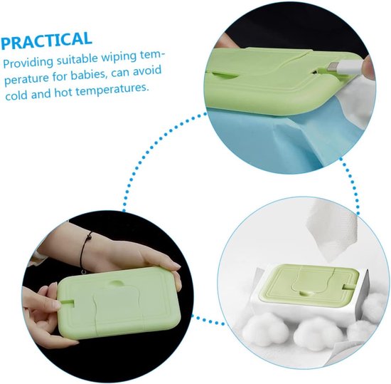 Baby Wipes Dispenser - Vochtig Doekjes Houder - Warm Doekjes Houden - Constante Temperatuur - 175 Gram - Groen — afbeelding 4