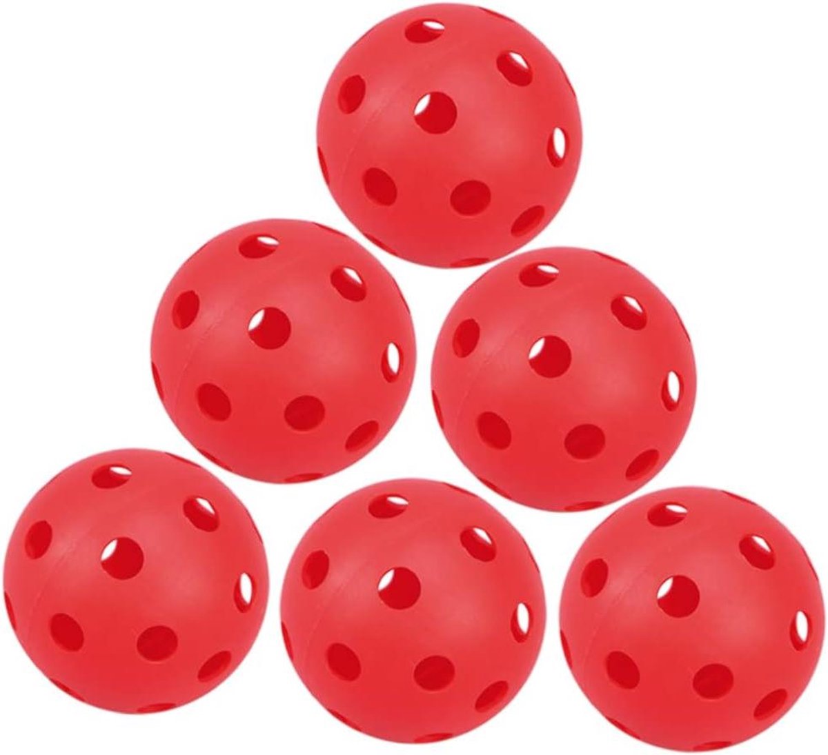 Golf Trainingsballen - Plastic Ballen - Afstand Oefenen - Holle Constructie - 6 Stuks - Rood