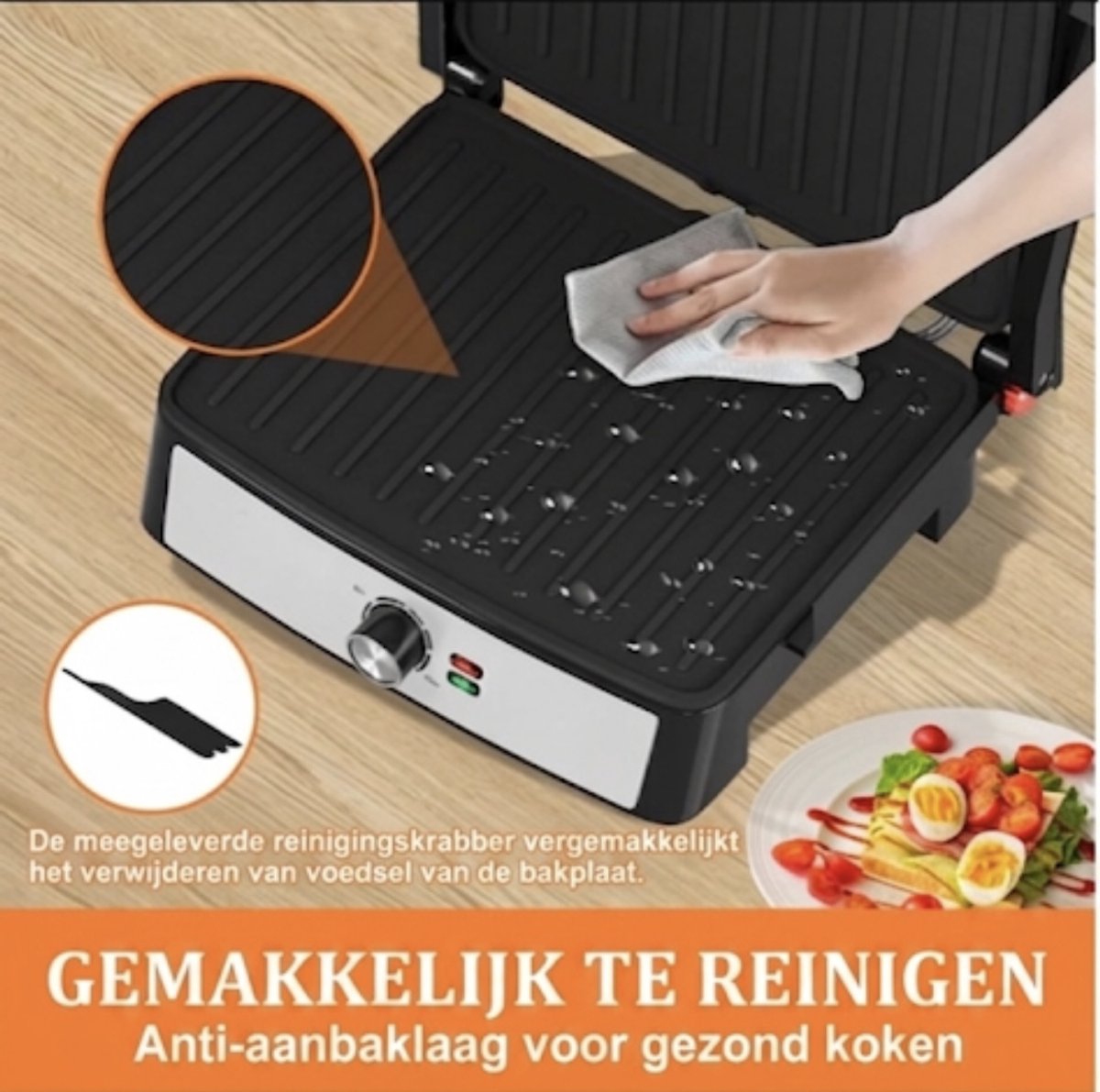 HOMELUX Tosti apparaat - 3 in 1 Multifunctionele grill voor panini's - 34x23CM - 2200W - Contactgrill Steaks en sandwiches - Sandwichmaker - Panini-grill en broodrooster thumbnail 6