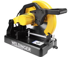 WELDINGER MS-356 Metalen cirkelzaag, afkortzaag, 3500 W, zachte start, lcd-display, werklicht, 355 mm, zaagblad variabel toerental