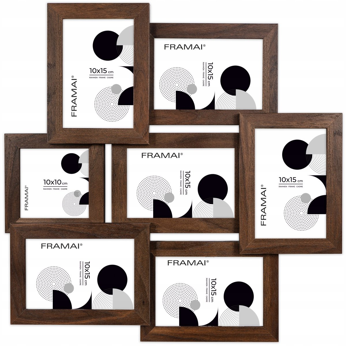 Multifoto lijst bruin voor 7 foto's 10x15 cm & 10x10 cm