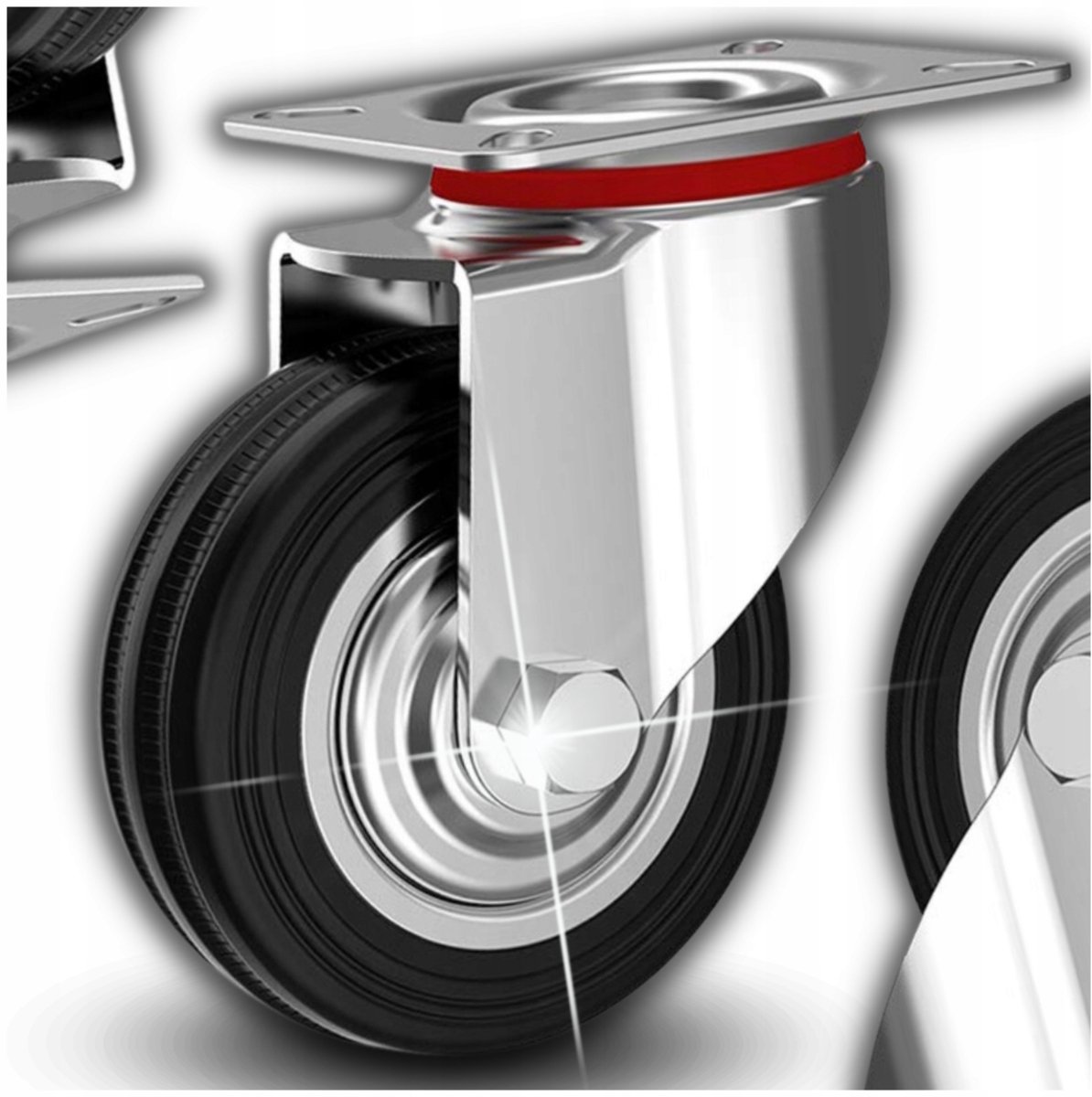 Zwenkwiel 125mm Metaal/Rubber voor Transportkarren - 100kg