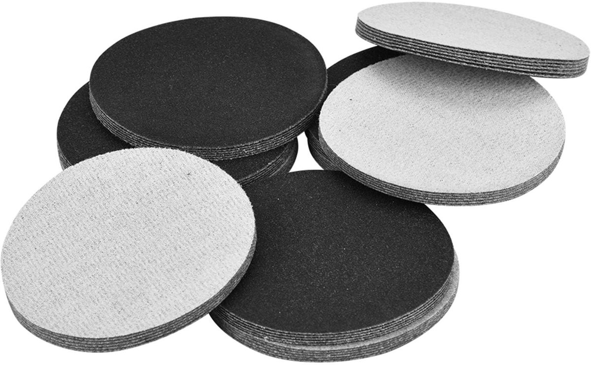 JHUBERS- Schuurschijf 75mm - Schuurpapier Set 50 Stuks - Rond - Korrel #180/400/1500/5000/10000 - Duurzaam - Sterke Slijpkracht