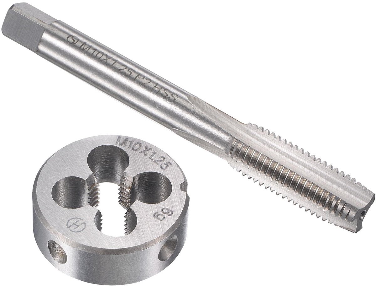 JHUBERS- Tap- en Matrijzenset M10 x 1,25 mm - Heavy-duty - Machinedraad - Schroefkraan - Nauwkeurig - Verlengde duurzaamheid - Schroefdraadset