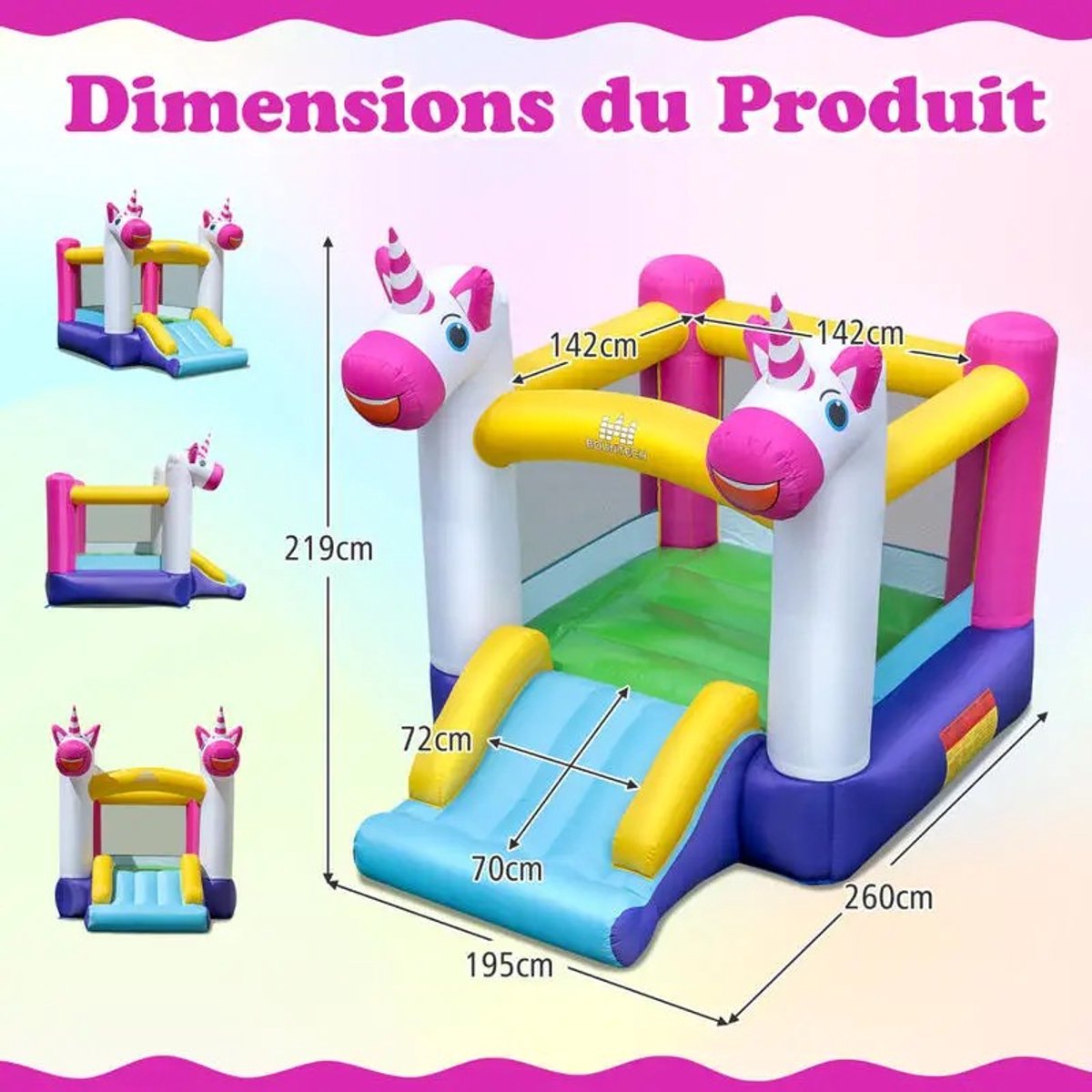 Dailygoods 2-in-1 Inflatable Trampoline House for Children with Slide and Jumping Area, Multicolored Inflatable Castle (
