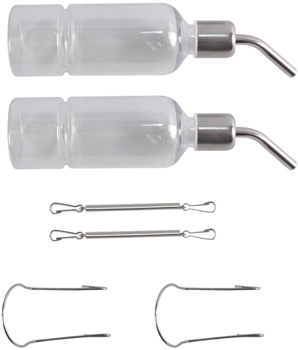 Dailygoods- Waterfles 2 stuks 180 ml - Lekvrij ontwerp - Hangende waterdispenser - Geschikt voor konijnen/huisdieren - Hydratatie - Eenvoudig ophangsysteem - Dierenwaterfles