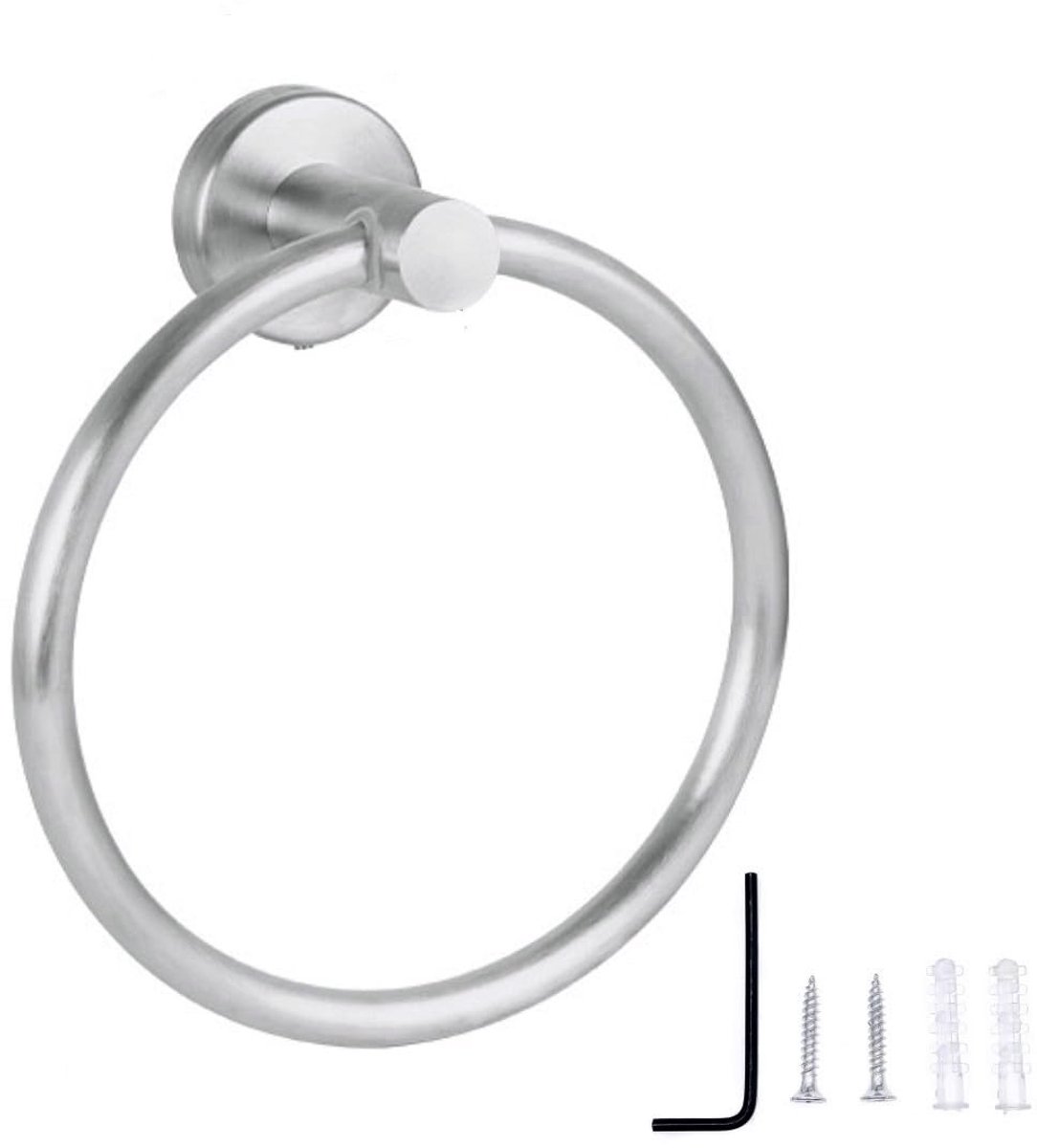 Dailygoods- Handdoekhouder Ronde Design 16 cm - Handdoekring - Roestvrij Staal - Wandmontage - Stijlvol - 180 Graden Draaiend