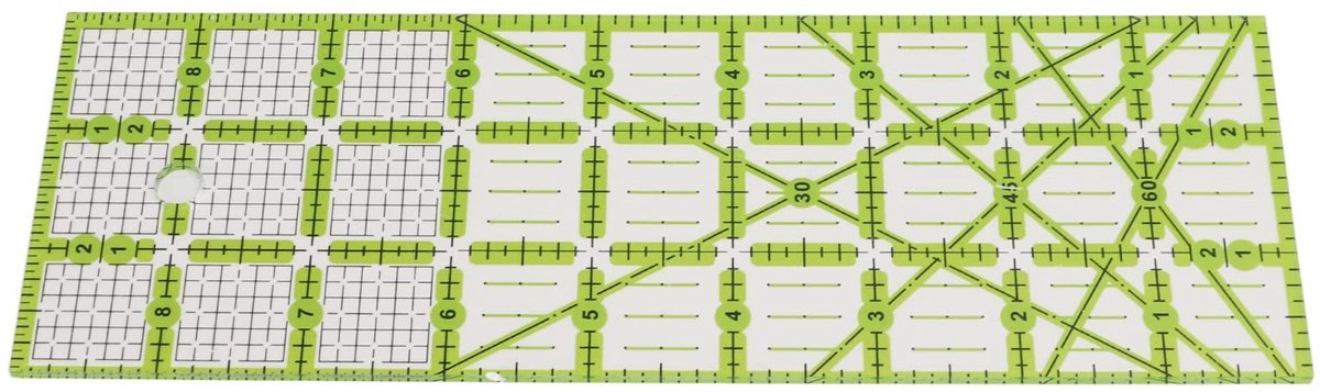 Dailygoods- Quiltstofliniaal Transparant - Acryl Snijliniaal - Nauwkeurig Hoeksnijden - 30/45/60 Graden Markering - Duurzaam Materiaal - Eenvoudige Bediening