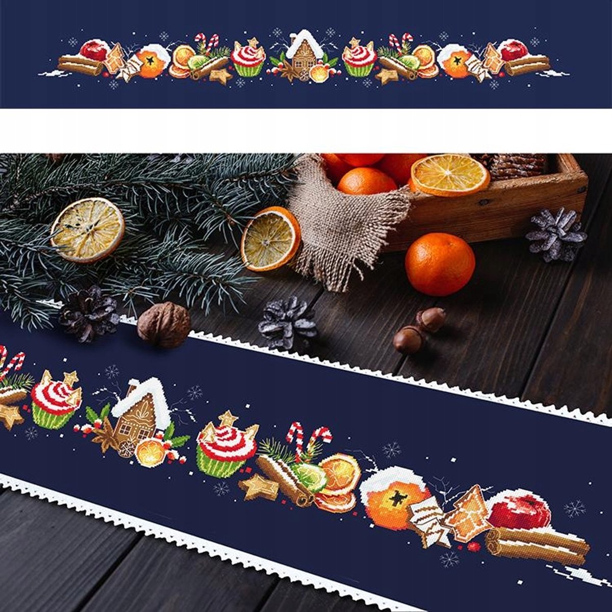 Coricamo Winter Tafelkleed Kruissteek Borduurpakket 117x21cm