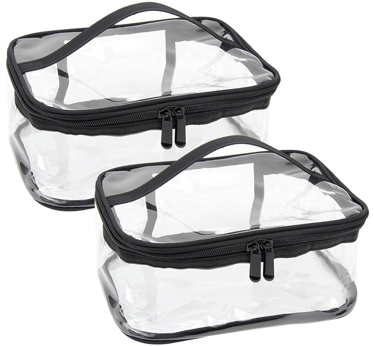 Dailygoods- Make-uptas Waterdicht - Transparante PVC - Reis Toilettas - Lichtgewicht Organizer - 2 Stuks - Gemakkelijk schoon te maken (25x20cm) - Cosmetica