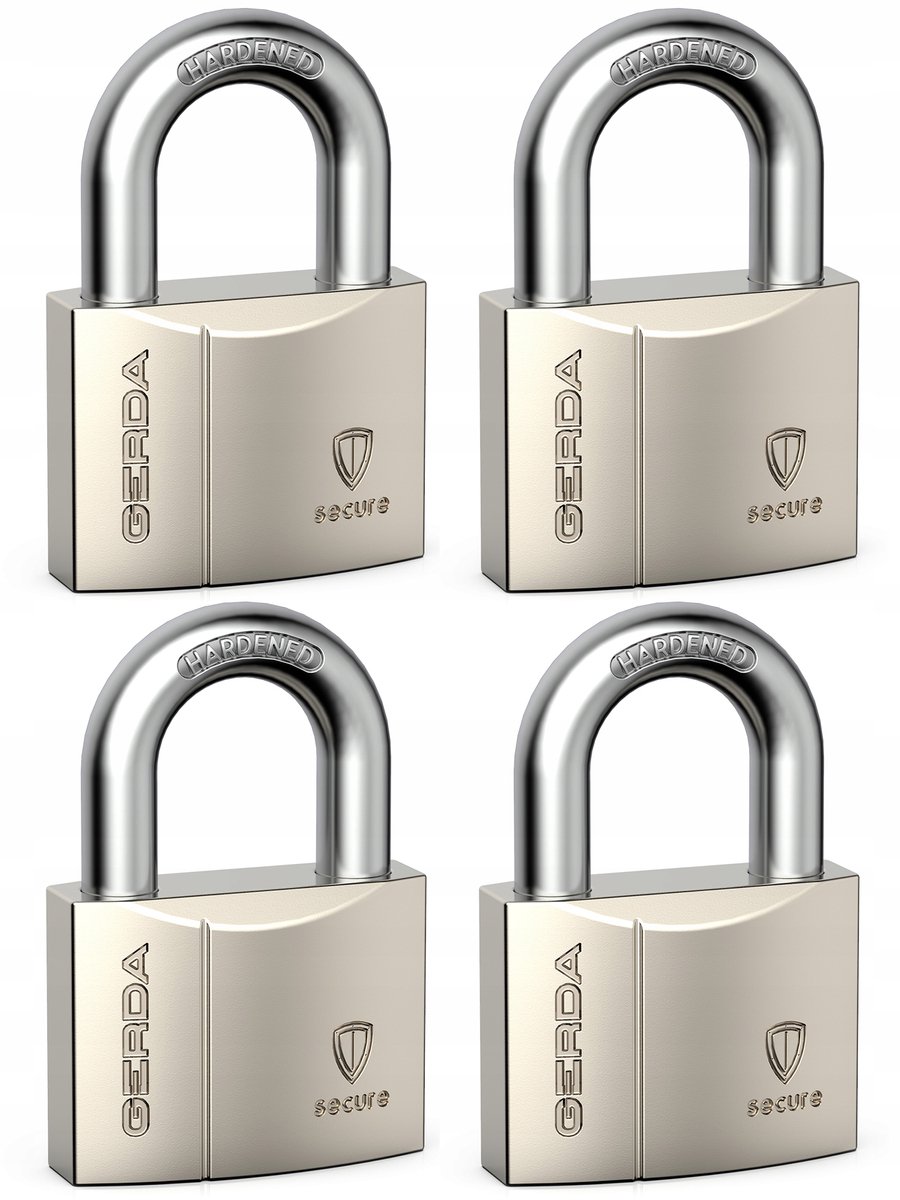 Gerda 4 hangsloten voor 1 sleutel, versterkt, 40 mm, één sleutelsysteem