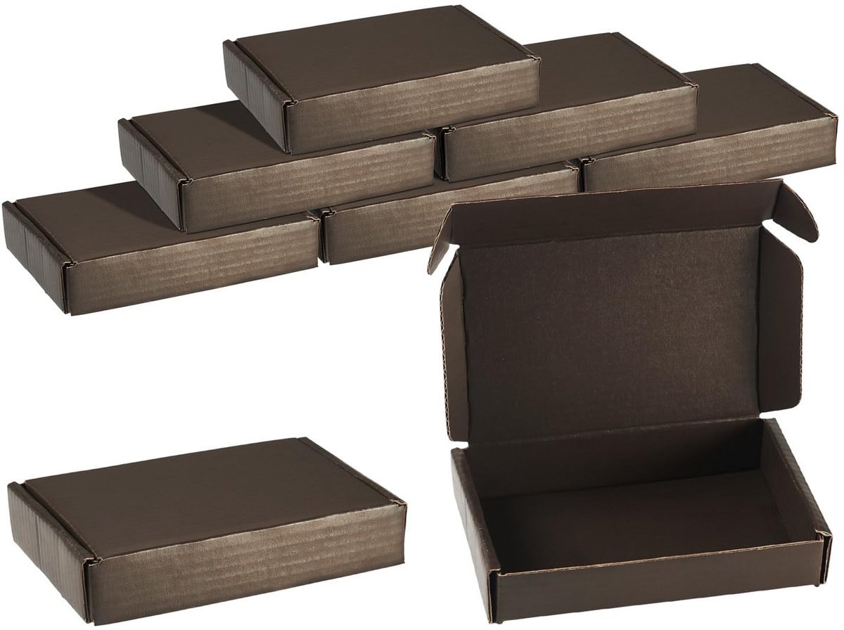 JHUBERS- Kartonnen Dozen 20 Stuks - Kleine Geschenkdozen - Rechthoekige Verzenddozen - Golfkarton - Kokosbruin - 13,2x8,3x2,9cm