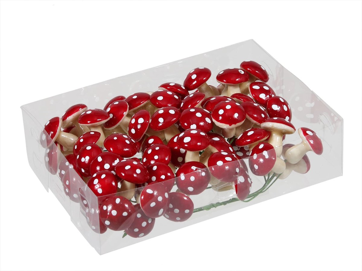 JHUBERS- Mini-Paddenstoelen Set van 72 - Kerstdecoratie - Herfstdecoratie - Tafeldecoratie - Doe-het-zelf Knutselen - 27 mm Schuim - Decoratiepaddenstoelen