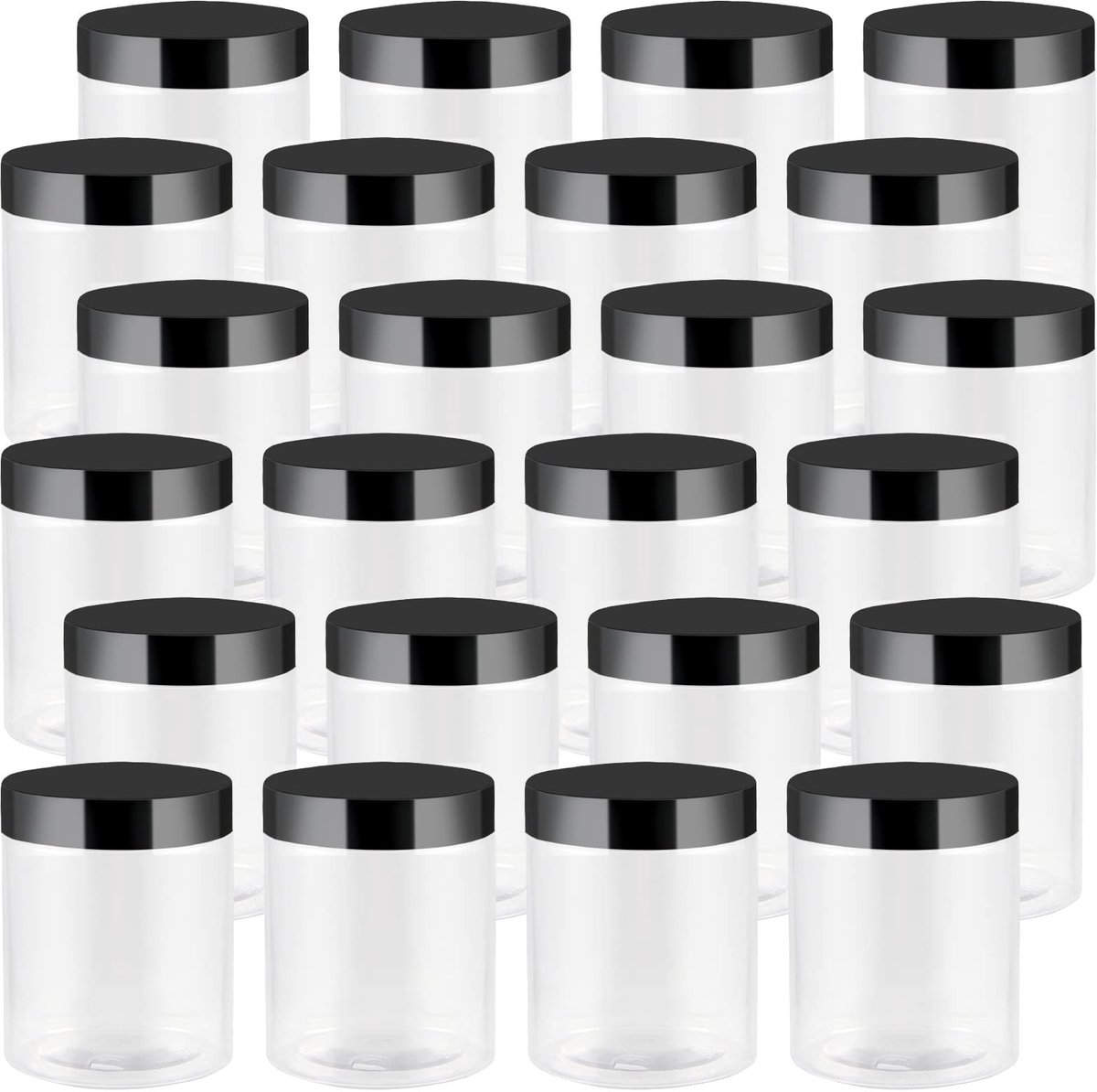 BRENZOOS- Plastic Potten 24 Stuks 250 ml - BPA-vrij - Doorzichtige Container - Brede Opening - Stapelbaar - Lichtgewicht - Opbergpot