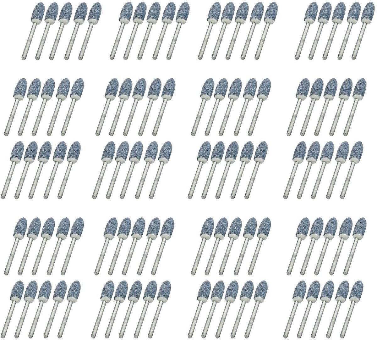 BRENZOOS- Slijpwielen Set van 100 Stuks - Schurende Gemonteerde Steen - 3mm Schacht - 6mm Platte Hoofd - Cilindrisch - Voor Jade/Metaal/Hout - Schuurwielen