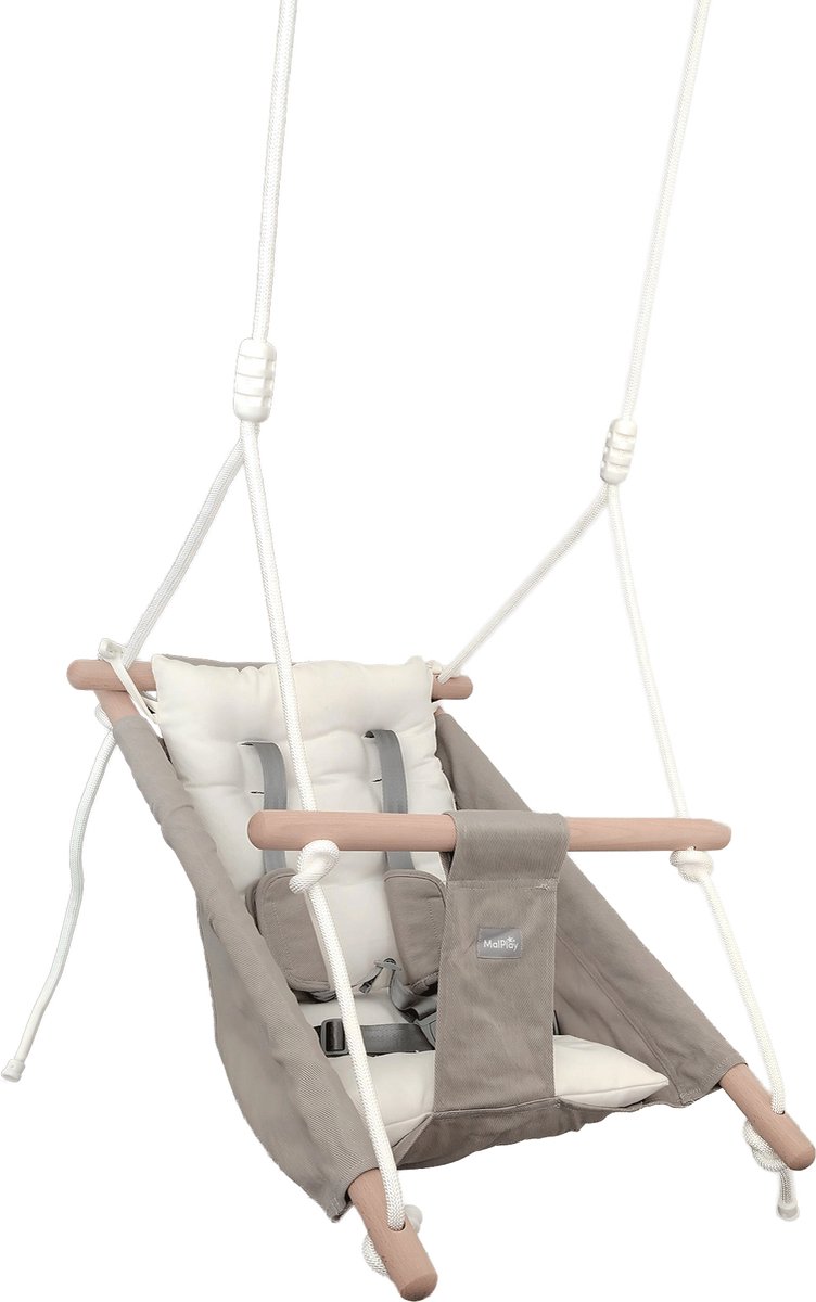 MalPlay-MALO-Wave-kinderschommel - babyschommel - wieg - schommelstoel - grijs/wit - schommel