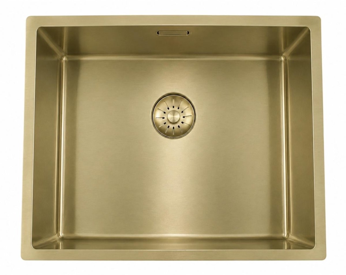 Pure.Sink Comfort PVD Gouden spoelbak 50x40 cm 10mm radius onderbouw, vlakbouw en opbouw PCM5040-60
