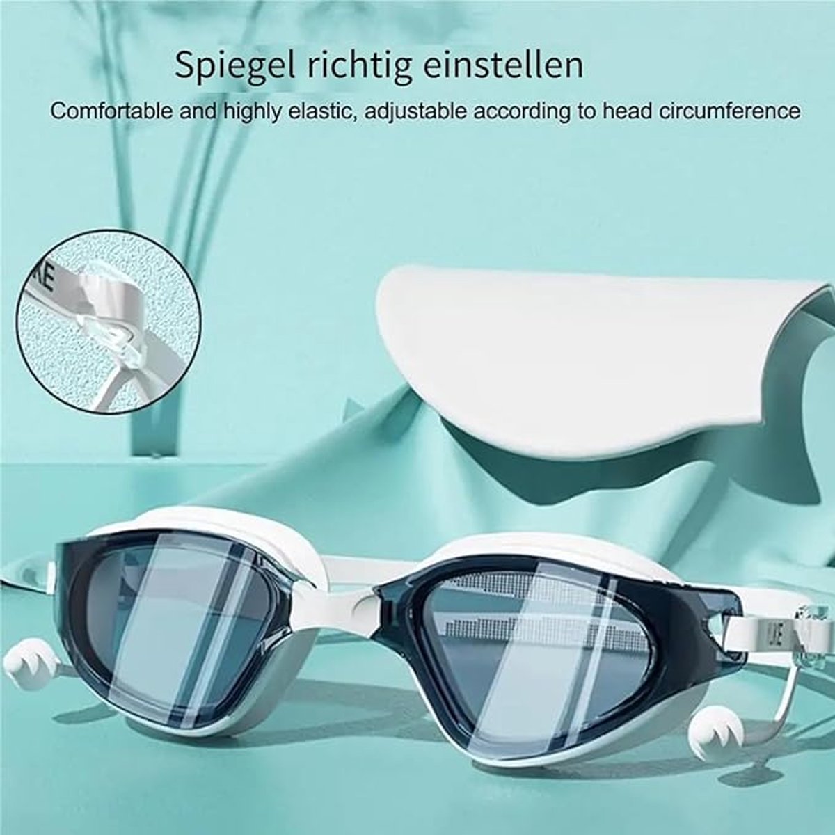 Unisex zwembril - UV-bescherming, anti-condens - duikbril voor volwassenen met beschermhoes - verstelbare siliconen bandjes