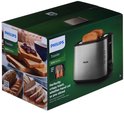 Boîte d'un grille-pain Philips série 5000 avec images de pain grillé et de croissants.