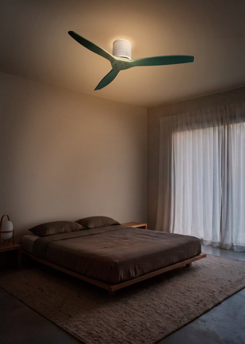 CREATE - Plafondventilator stil 40W (Ø132cm) - Sfeerlicht LED - Afstandsbediening - 6 snelheden - Programmeerbaar - WIND CALM CUSTOM RATTAN