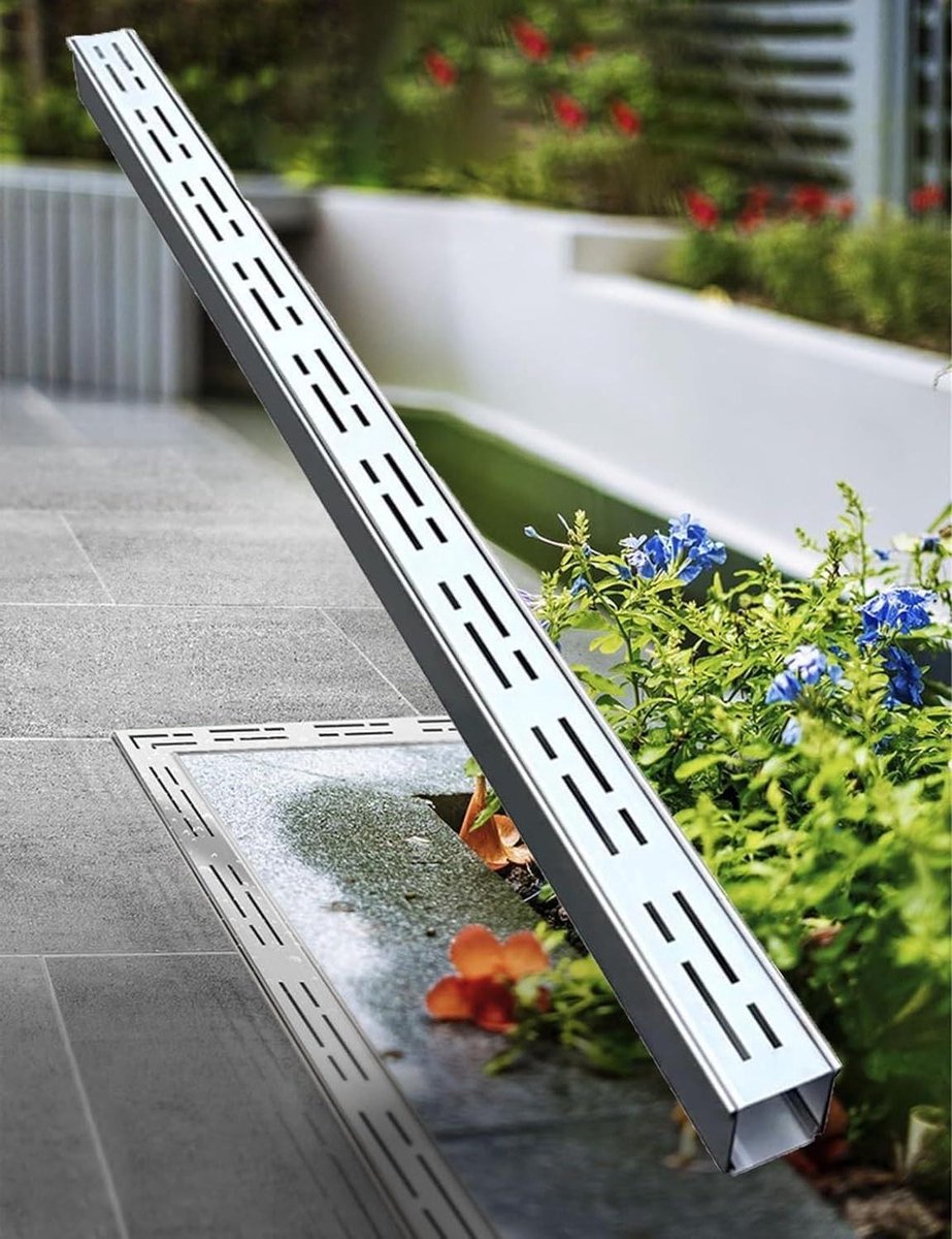 Afvoersysteem RVS - Sleufkanaal - Terras Ontwateren - Efficiënte Waterafvoer - 100 cm - Zilver