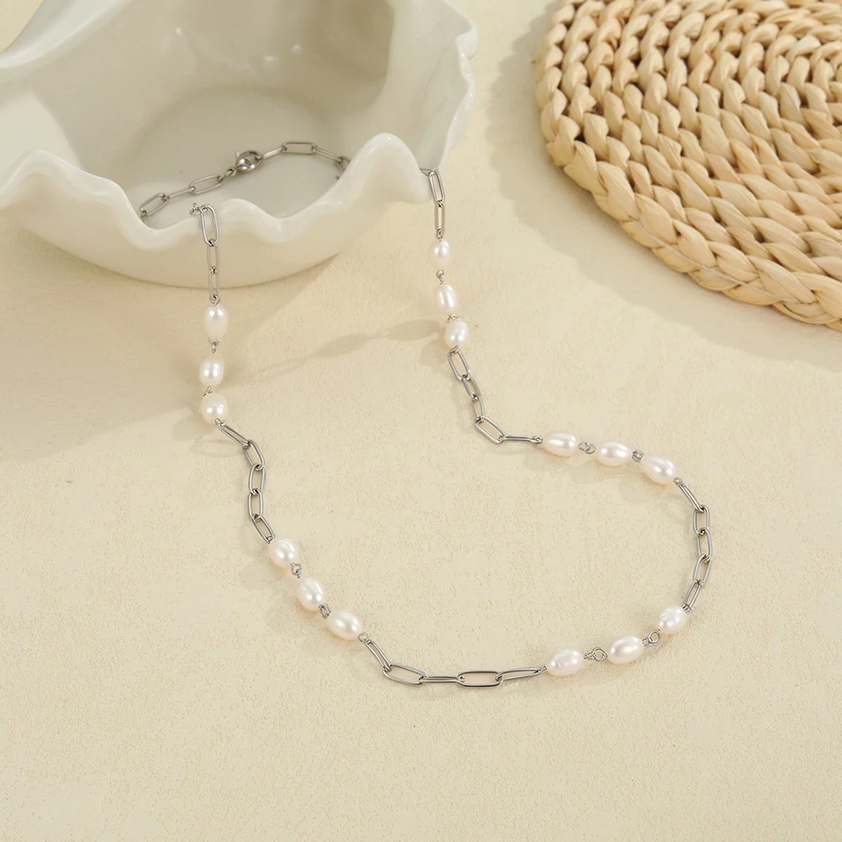 Halsketting pearl zilver