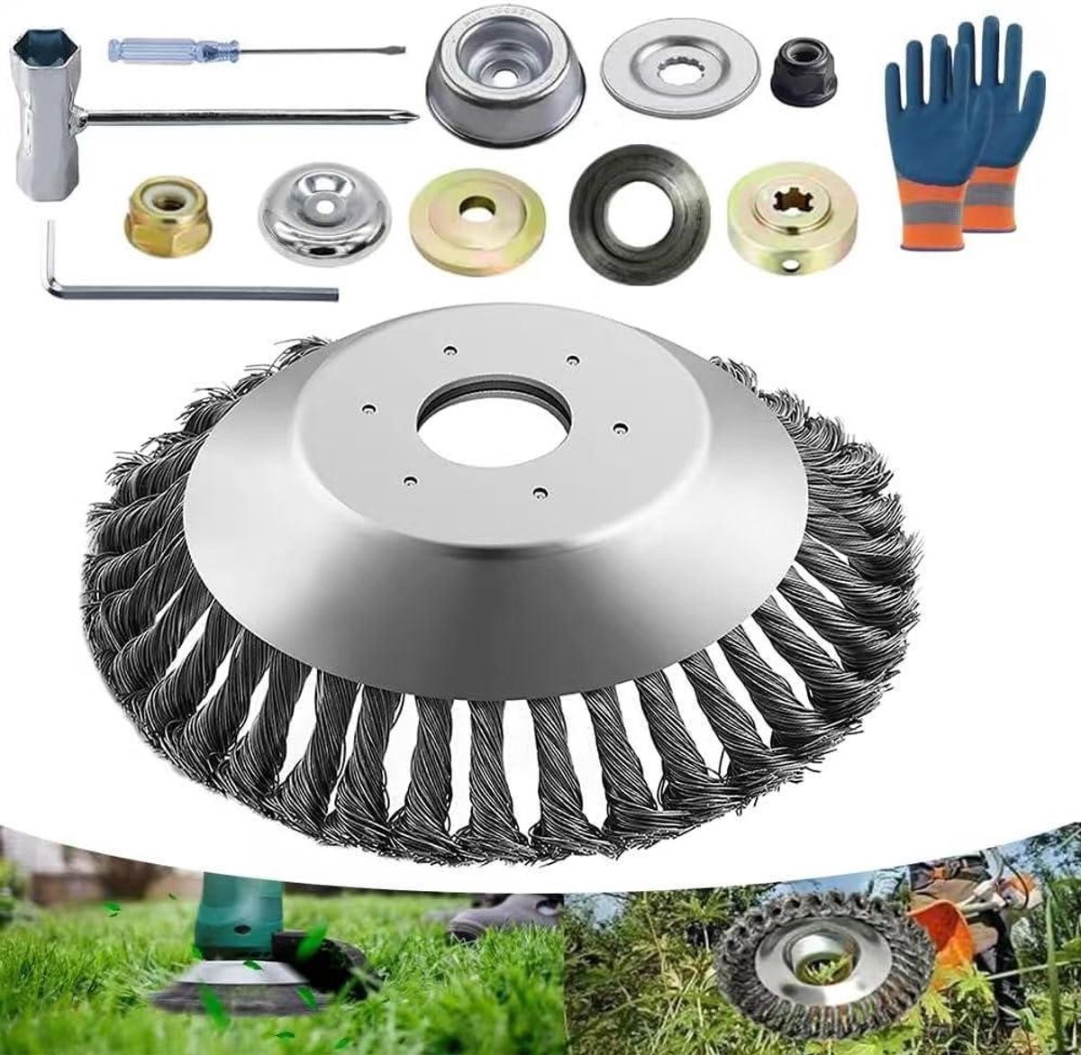 Onkruidborstel Grastrimmer - Staaldraadkop - Onkruid Verwijderen - Efficiënte Staaldraad - 20.3 cm - Metaal