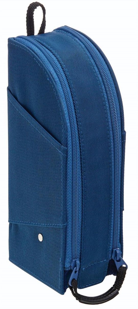 Mobiele Pennenetui - Etui Met Vakken - Bureau Organisatie - Diagonale Opening - 18.3 cm Hoog - Marineblauw