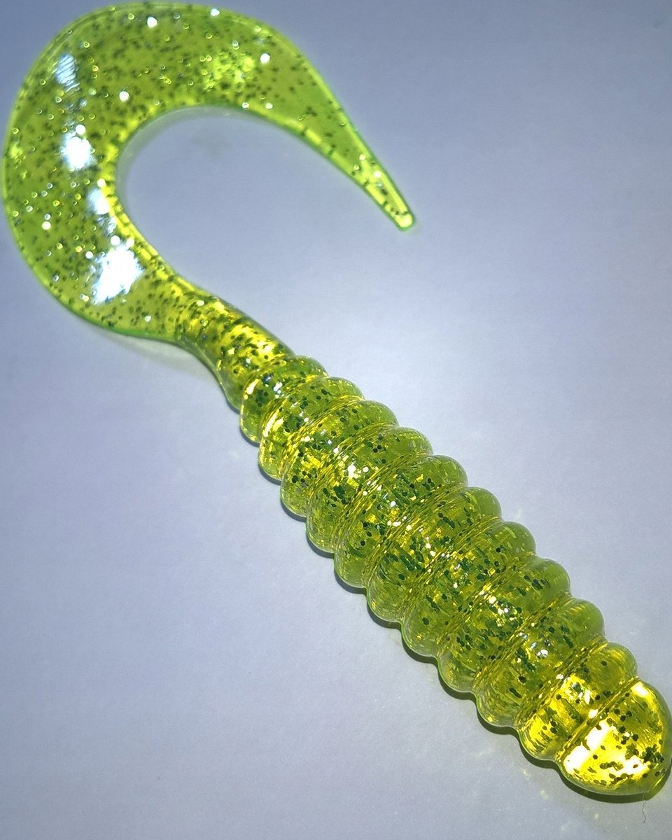 Mann's Twister 10cm Zilver Fluo Geel - Zacht Kunstaas