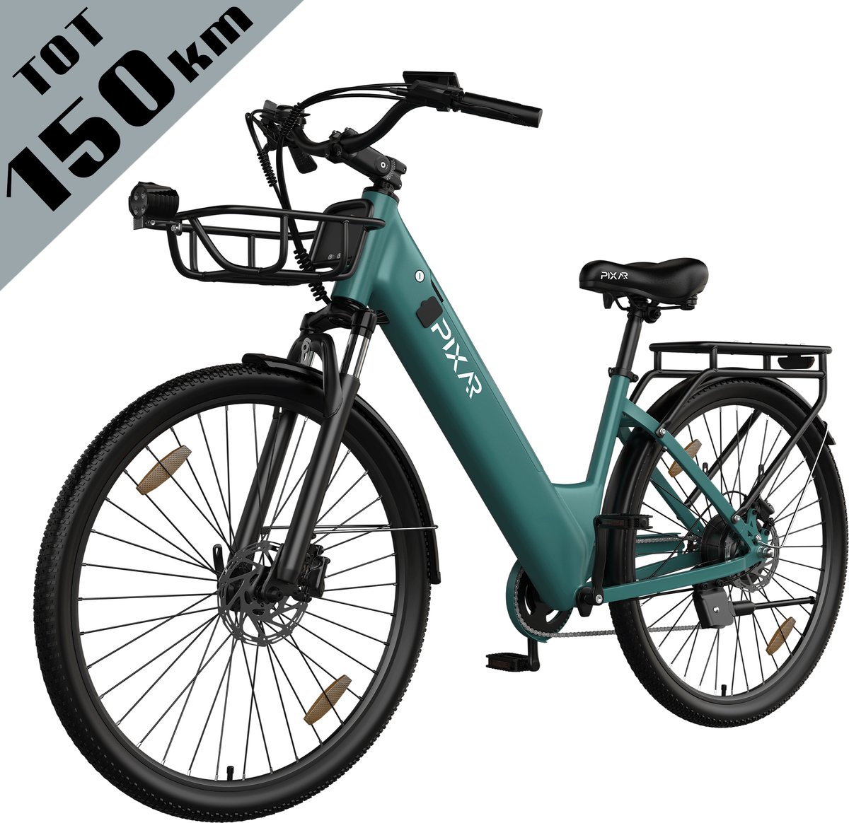 Galaxy C1 Pro Elektrische Stadsfiets 28 Inch - Tot 150 km Bereik - 36V 18Ah EVE Accu - Hydraulische Schijfremmen- 250W Motor - Shimano 7 Versnellingen - Voorvorkvering - Inclusief Mand en Telefoonhouder-Blauw
