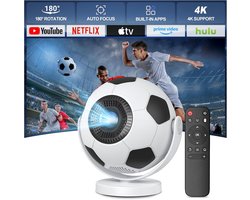 Mini Beamer WK Editie - Voetbal Beamer - Alles-in-één Smart TV Projector - 2026 model - Android TV Besturingssysteem - WiFi & Bluetooth - 4k support - Beamer - Home Cinema