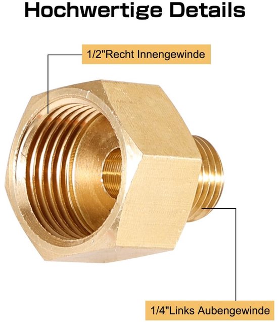 JHUBERS - Gasadapter - 2 stuks gasflesadapters - Koper - Gasslangadapter - Voor gasfornuis - Ideaal voor camping en koken van Jhubers — afbeelding 4