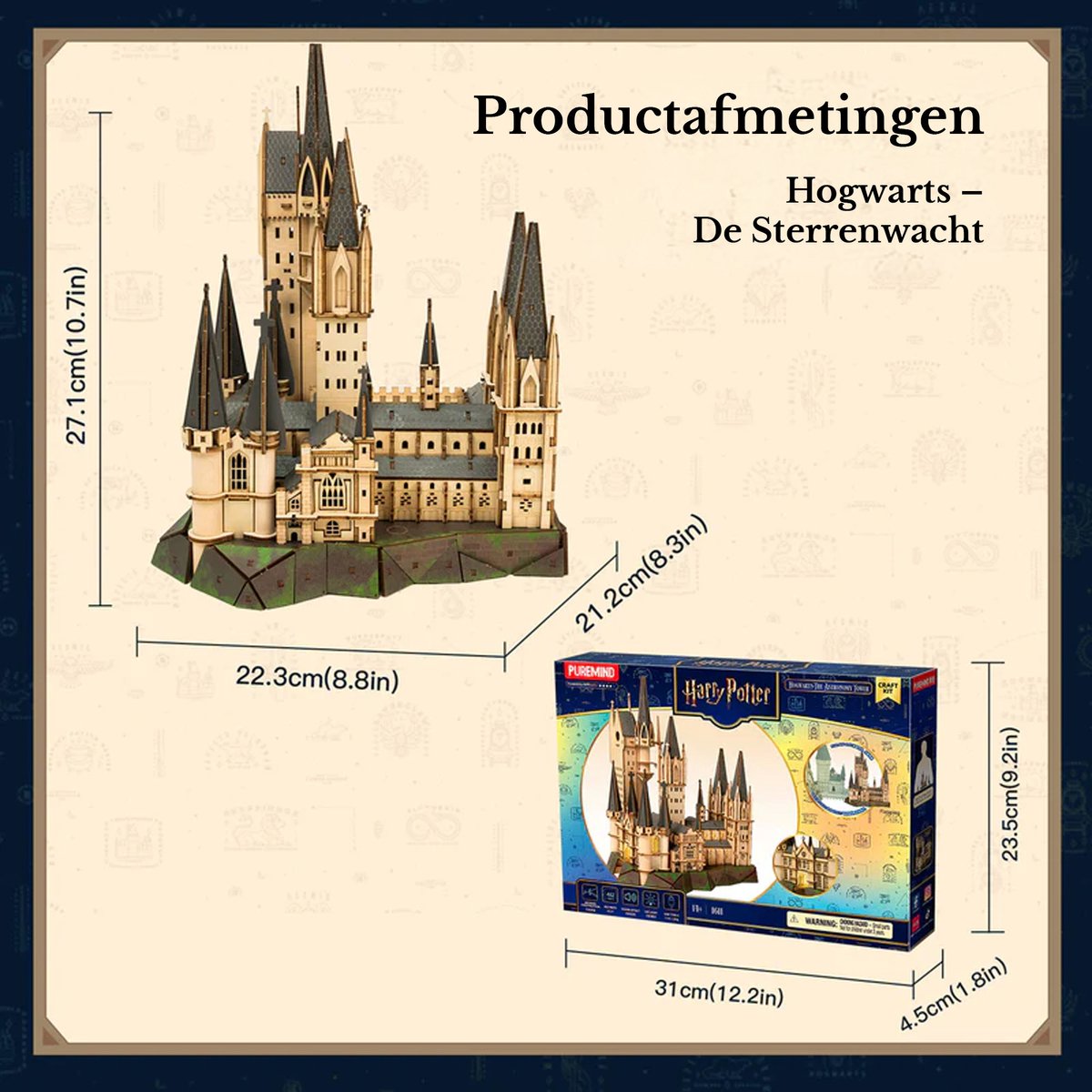 Harry Potter Hogwarts Astronomy Tower - Modelbouwpakket - Houten 3D Puzzel - Bouwpakket - Constructiespeelgoed - DIY Pakket Hout - Bouwset - Modelbouw voor Volwassenen en Kinderen - Miniatuur — afbeelding 5