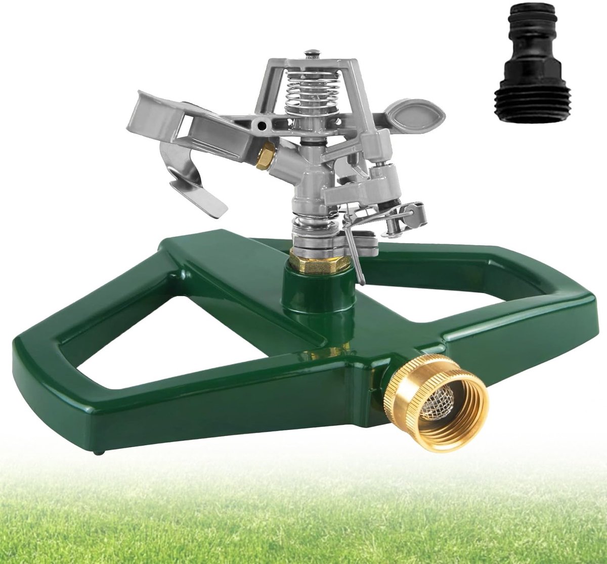 Dailygoods- Gazonsproeier 360 Graden Roterend - Metalen Sokkel - Tuinirrigatie - Impulssproeier - Geschikt voor Grote Oppervlakken - Duurzaam Gegoten Zink - Sprinkler