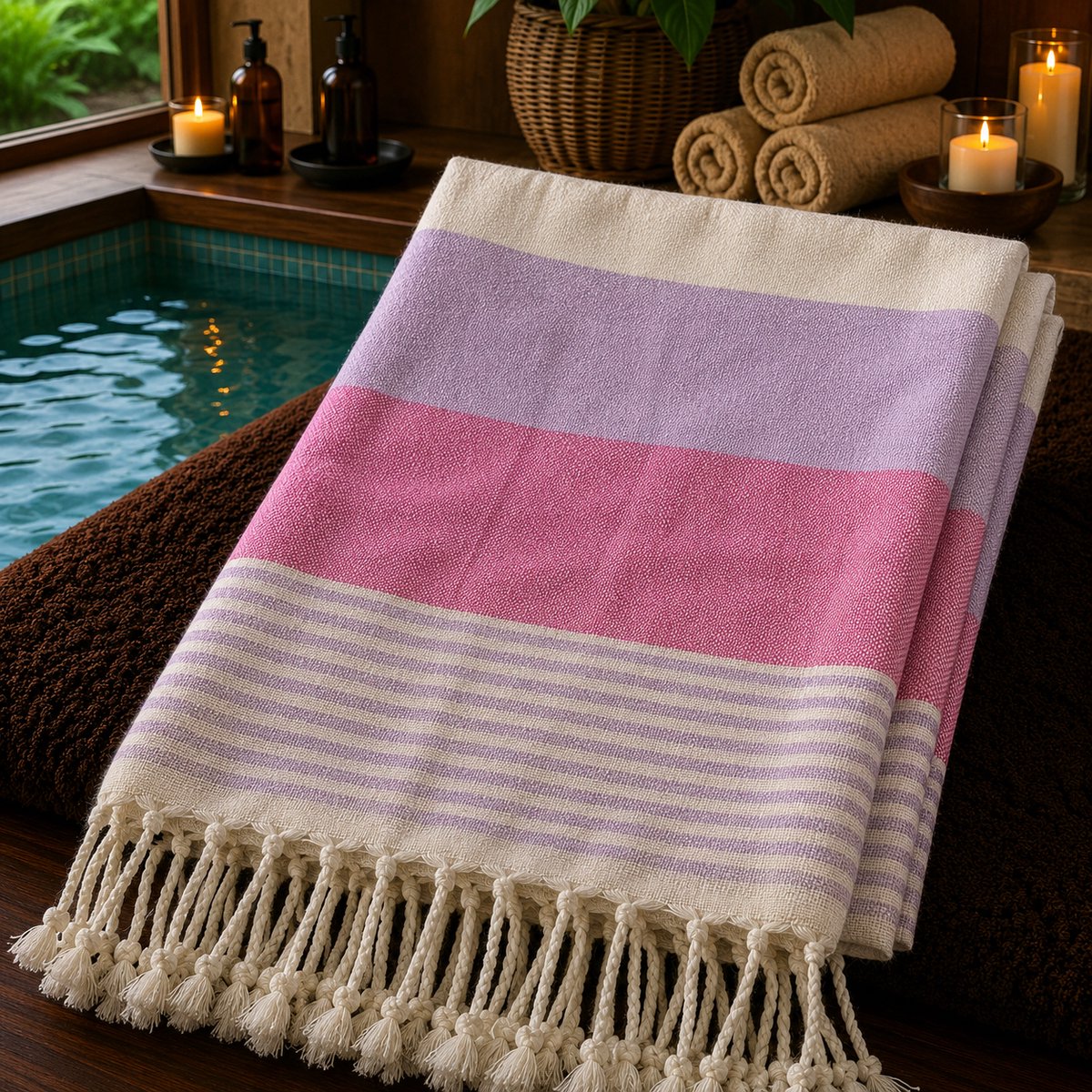 100% Katoenen Colorloop Hamamdoek – Turkse Handdoek & Strandlaken – Voor Sauna, Spa en Wellness