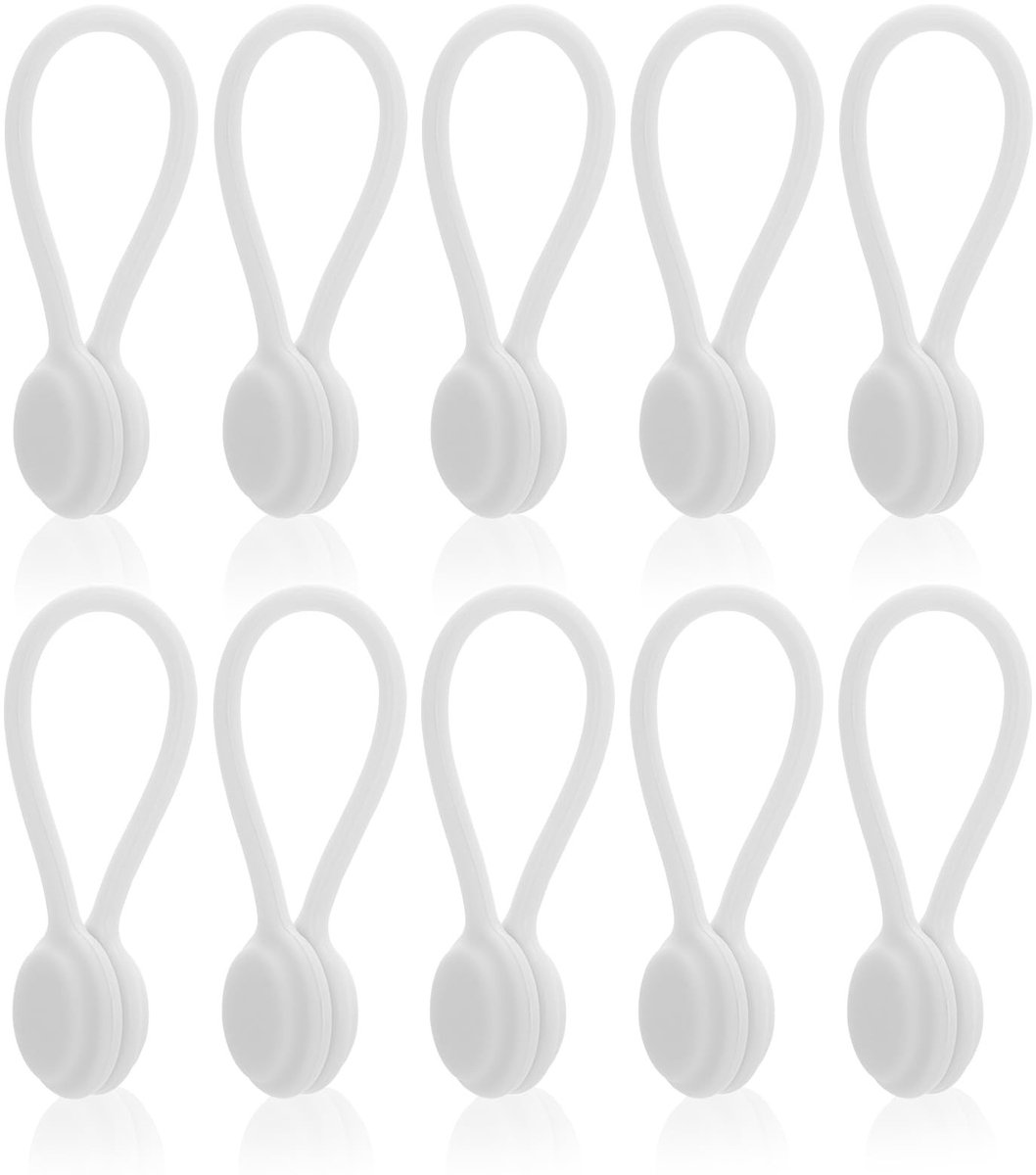 Dailygoods - Magnetische Kabelbinders - Herbruikbare Kabelclips - Organiseer Je Kabels - Wit - USB-Kabel Manager - 10 Stuks - Voor Kantoor en Thuis