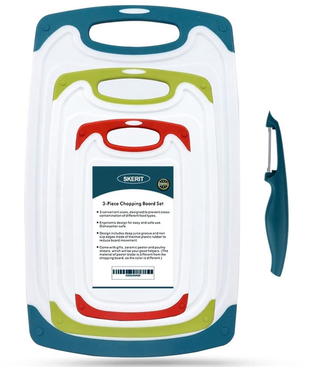 Dailygoods- Snijplankenset BPA-vrij - Antislip - Druppelsapgroef - Veilig kunststof - Keuken - Voorkomt kruisbesmetting - Snijplanken