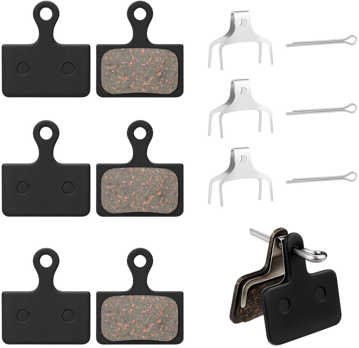 Dailygoods- Fietsremblokken Set van 3 Paar - Halfmetalen Remblokken - Krachtig Remmen - Hoge Duurzaamheid - Geschikt voor M315/M355/M365
