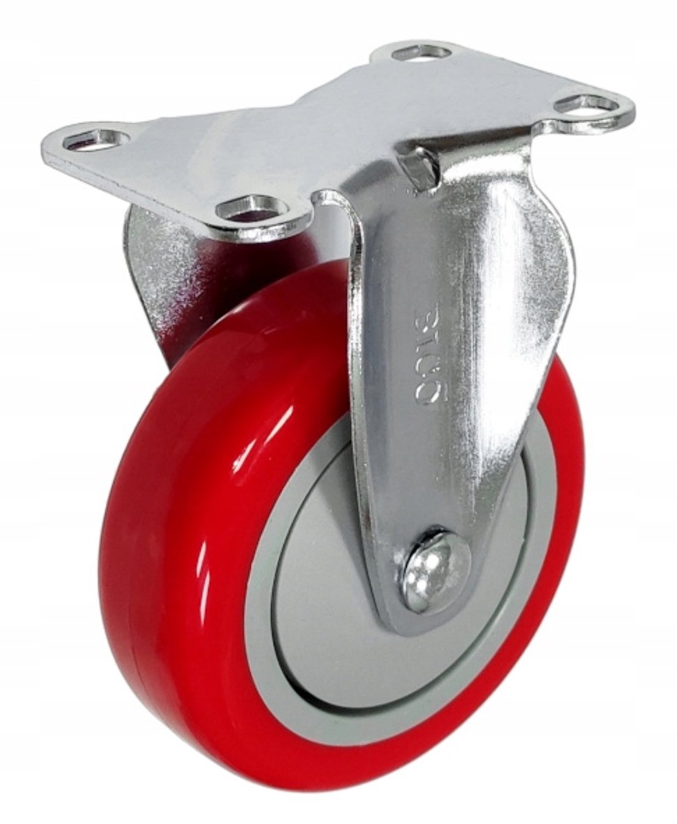 Zwenkbaar Wiel 100mm PU/Kunststof, Vaste Behuizing, 130kg Draagvermogen