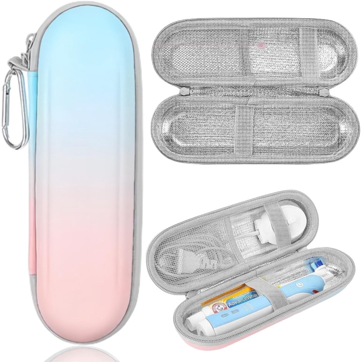 Dailygoods - Elektrische Tandenborstel Reisetui - Draagbaar PU Etui - Bescherming tegen krassen - Roze-Blauwe Kleurovergang - Voor Oral-B/Oral-B Pro -...