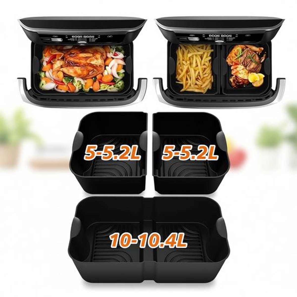 Maison Elara 3 Grote Siliconen Vormen voor Luchtfriteuse - Accessoireset voor 10L Friteuses