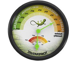Terrarium Thermometer Hygrometer - Temperatuur Vochtigheid Meter - Reptielen Verblijf - Breekbestendig Ontwerp - 7.4x7.4x2.2 cm - Multicolor