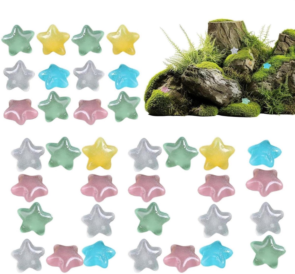 Decoratieve Tuinstenen - Siergrind Sterren - Tuin Verfraaien - Lichtgevend Effect - 100 Stuks - Meerdere Kleuren