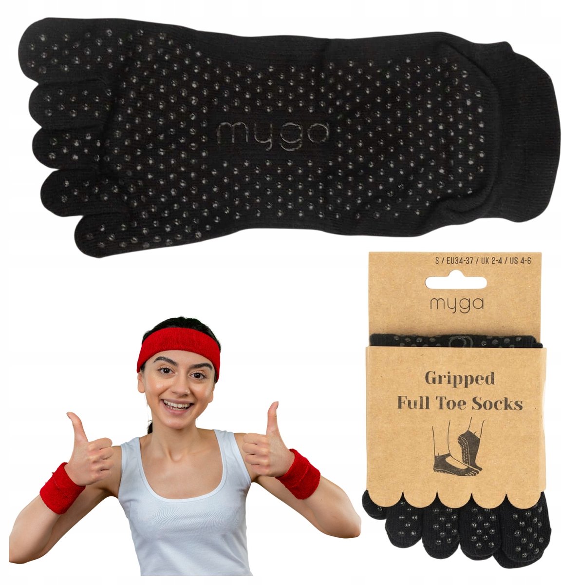 Myga Yoga Teensokken Antislip Maat S - Zwarte Grip Sokken