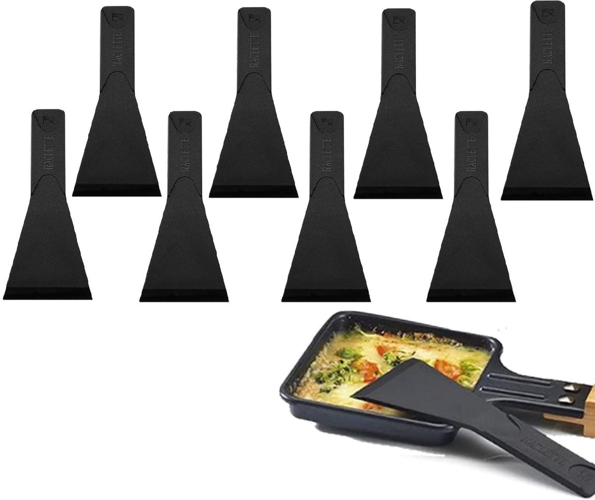 Dailygoods- Raclette Spatels 8-delige Set - Hoogwaardig Nylon - Temperatuurbestendig - Ergonomisch Ontwerp - Vaatwasmachinebestendig - 13,6 x 5 cm - Keukenhulpmiddelen