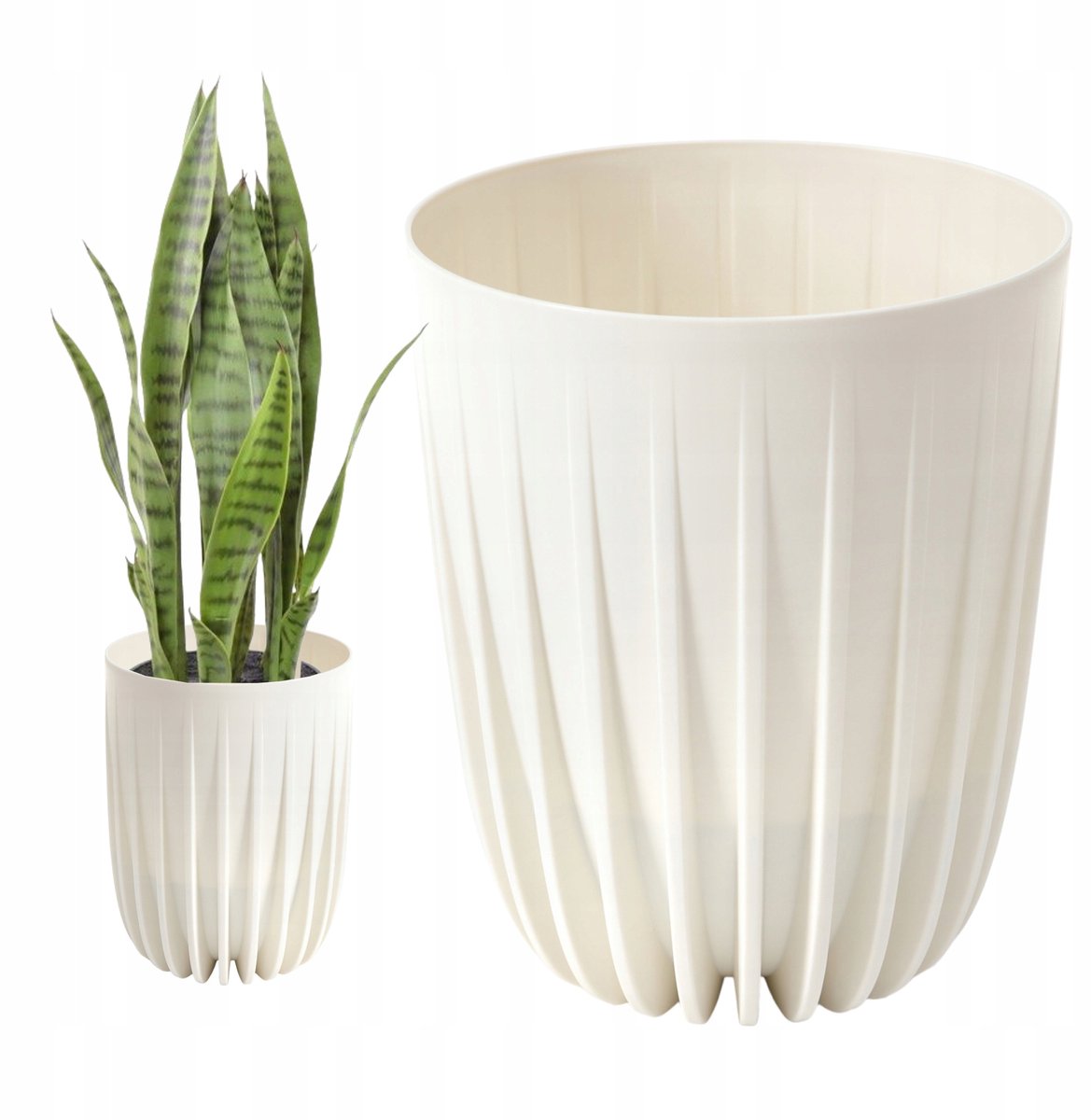 Grote Crème BloemPot 34cm - Stijlvol & Weerbestendig