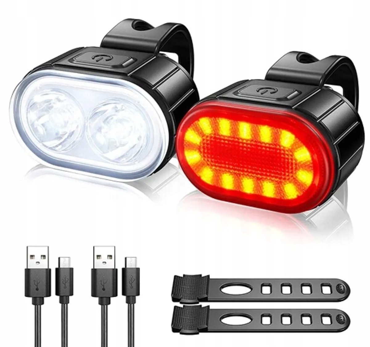 Krachtige Fietslamp Set LED Voor & Achter, Oplaadbaar, Waterdicht