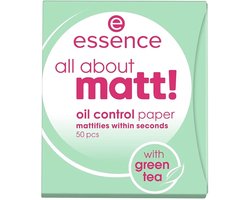 Essence All About Matte Olie-Absorberende Blaadjes – 50 Stuks – Matterende Gezichtsdoekjes met…